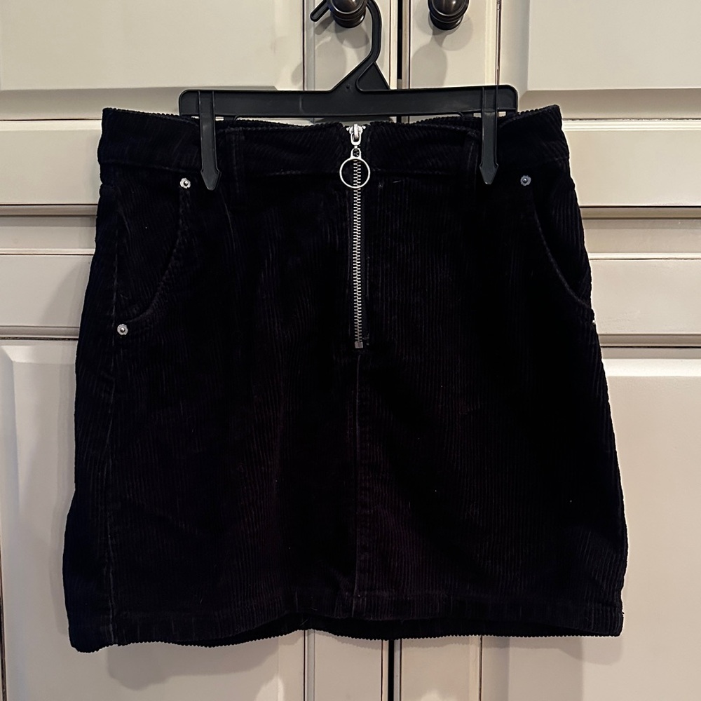 Black Corduroy Mini Skirt